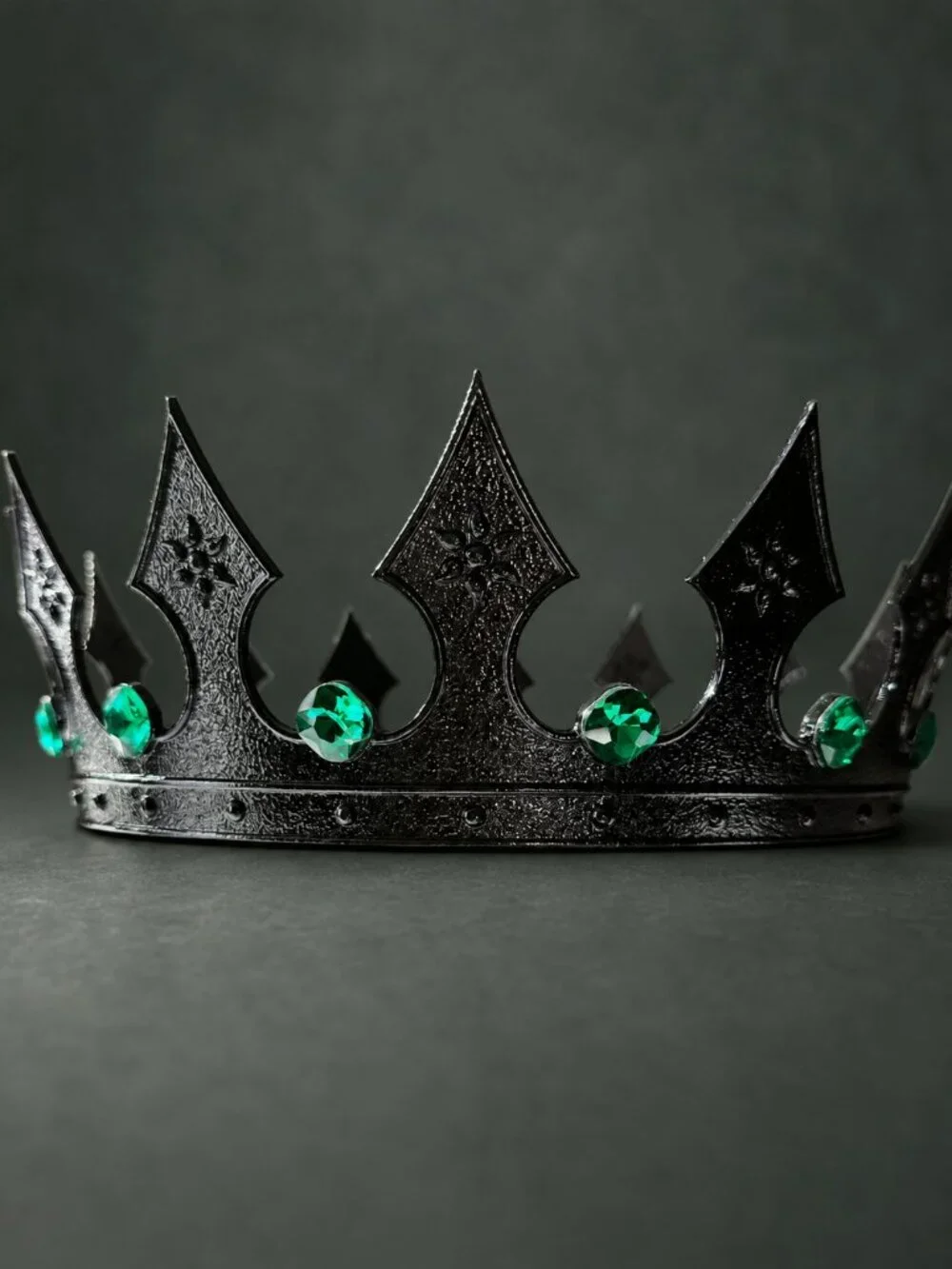 Black King Crown, Green Jewels Crown, Mens Gothic Medieval, Royal Costume Crown